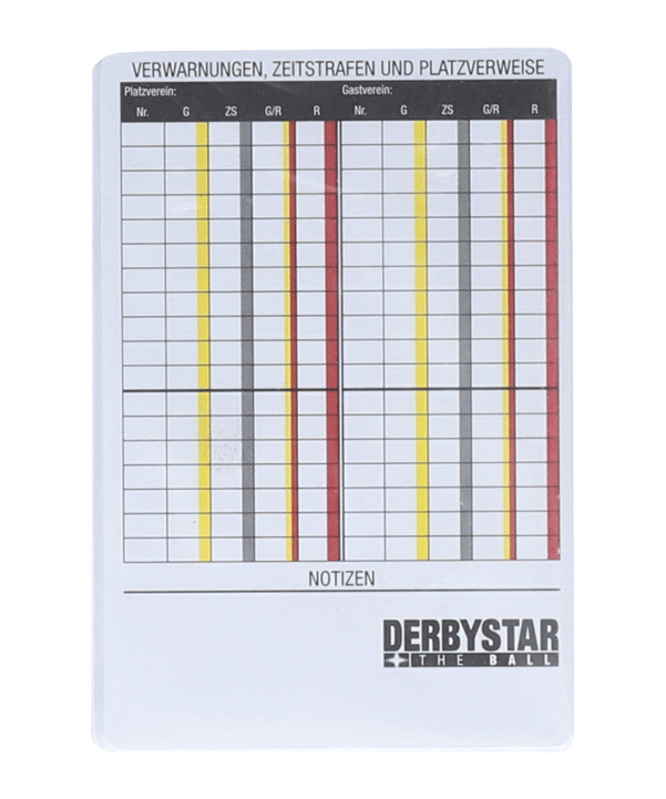 Derbystar Schiedsrichter Spiel-Notizkarten - weiss