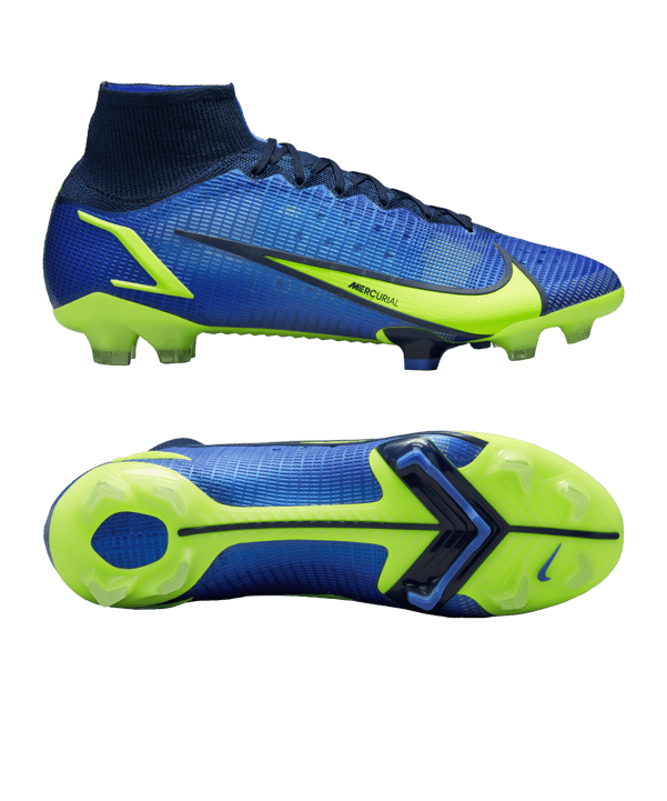 Nike Mercurial Superfly VIII Recharge Elite FG Blau Gelb F574 - blau
