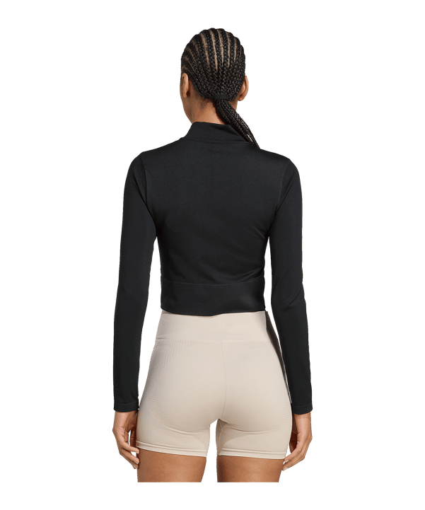 adidas Workout Essentials Knit Zip Through Jacke Damen Schwarz - schwarz