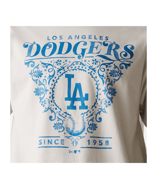 New Era MLB Los Angeles Dodgers Floral Graphic Oversized T-Shirt Beige - beige