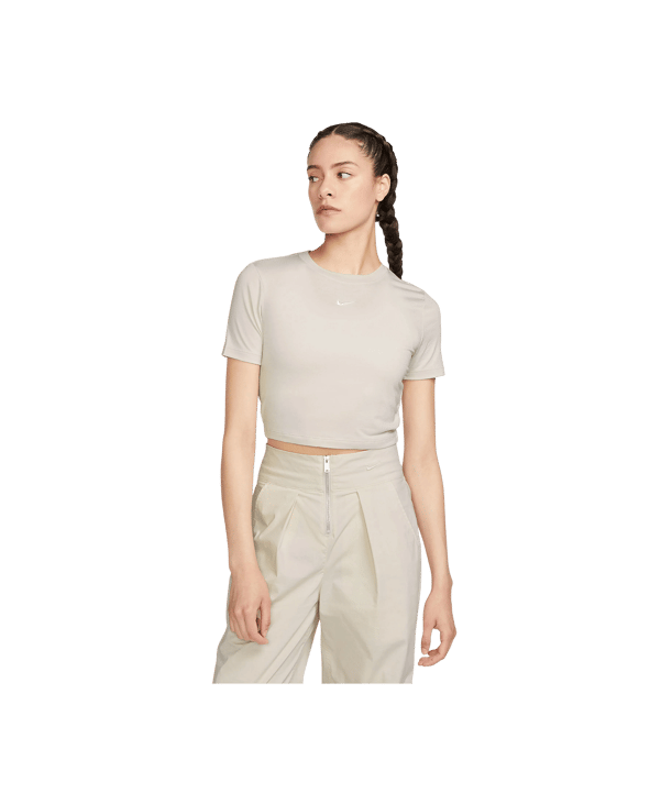 Nike Essential Crop T-Shirt Damen Braun Weiss F104 - braun