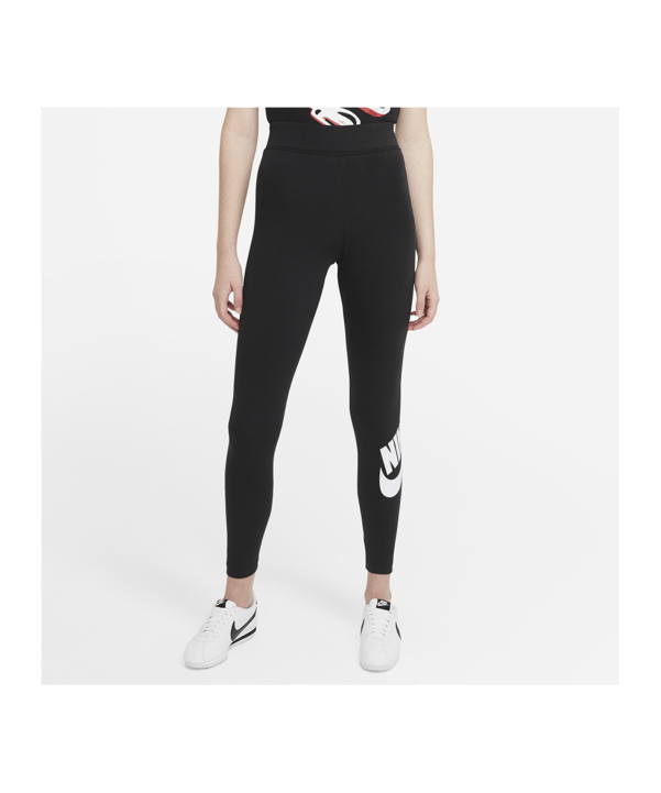 Nike Essentials Leggings Damen Schwarz Weiss F010 - schwarz