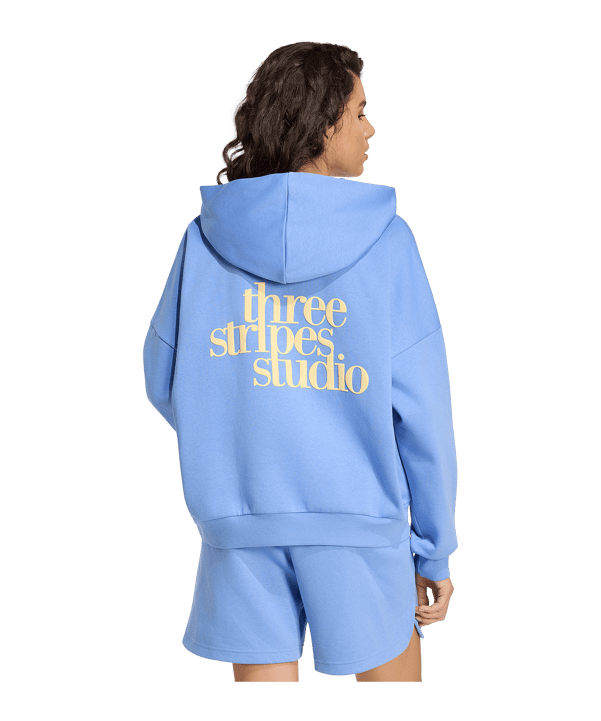 adidas 3 Stripes Studio Hoody Damen Blau - blau