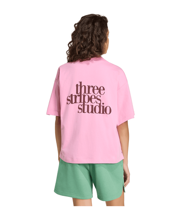 adidas 3 Stripes Studio T-Shirt Damen Rosa - rosa