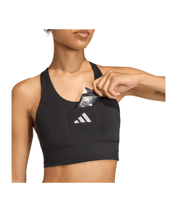 adidas ADI365 Running Pocket Medium Sport-BH Dames Zwart - zwart