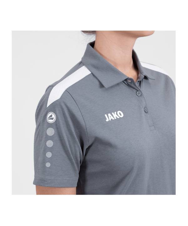JAKO Power Poloshirt Damen Grau Weiss F840 - grau