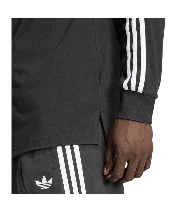 adidas 3 Stripes Longsleeve Polo Schwarz - schwarz