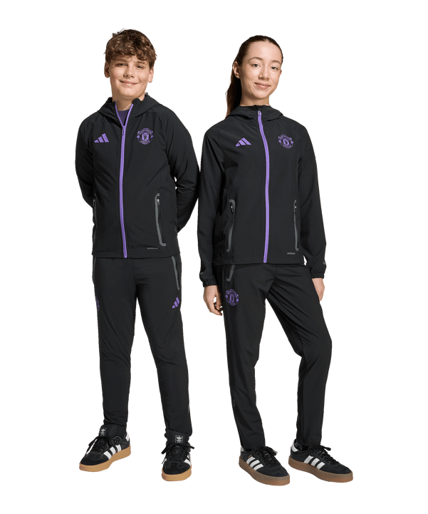 adidas Manchester United Vis Tech Travel Jogginghose Kids Schwarz - schwarz