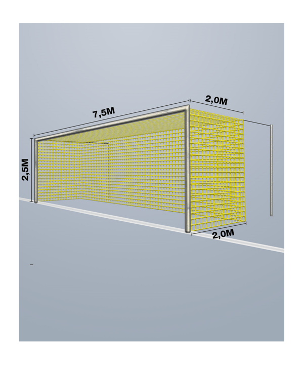 Cawila Tornetz 7,50x2,50m | Tiefe 2,0x2,0m | Maschenweite 12cm | Stärke 4mm | gelb - gelb