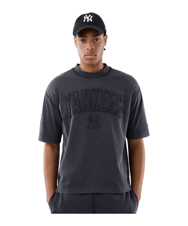 New Era MLB Washed Boxy Neyyan T-Shirt Schwarz - schwarz