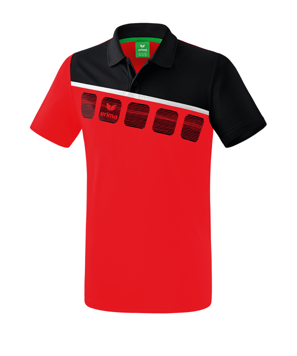 Erima 5-C Poloshirt Kids Rot Schwarz - rot