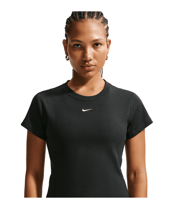 Nike NSW Rib T-Shirt Damen Schwarz F010 - schwarz