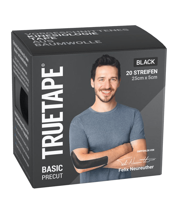 Truetape Basic Baumwoll Kinesiotape Precut Schwarz - schwarz