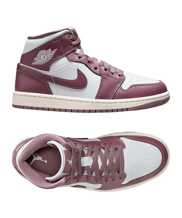 Jordan Air 1 Mid Damen Weiss Lila F050 - weiss