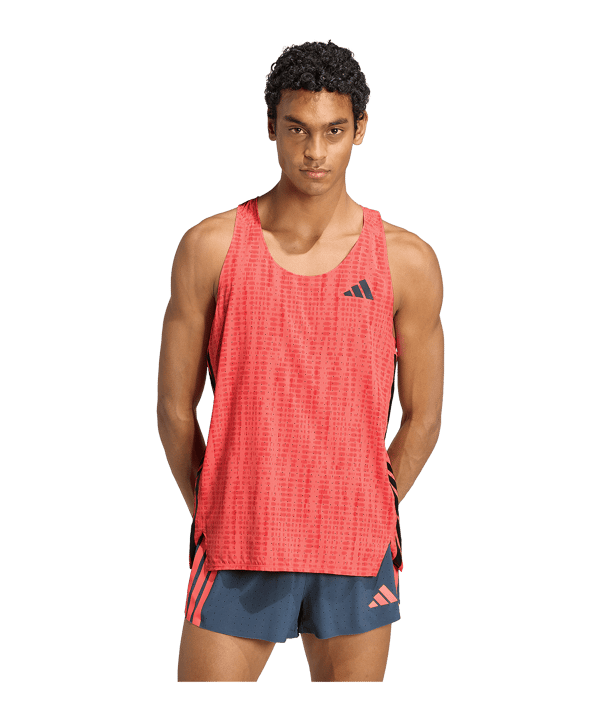 adidas Adizero Running Singlet T-Shirt Rot - rot