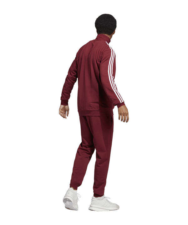 adidas Sportswear Basic 3-Stripes French Terry Track Suit Burgundy - rot