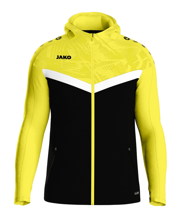 JAKO Iconic Kapuzenjacke Kids Schwarz Gelb F808 - schwarz