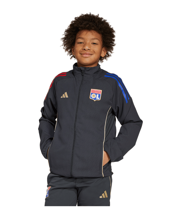 adidas Olympique Lyon Präsentationsjacke Kids Grau - grau