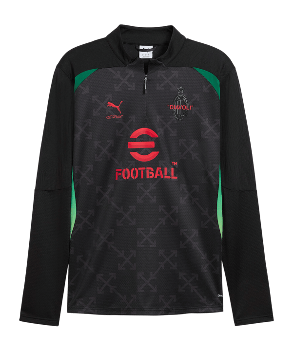 PUMA AC Mailand X Off-White 1/4 Zip Prematch Sweatshirt 2024/2025 Schwarz F04 - schwarz