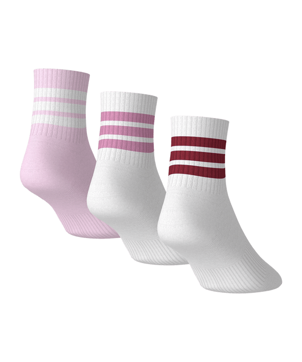 adidas 3 Stripes Mid Cut 3er Pack Socken Weiß - weiss
