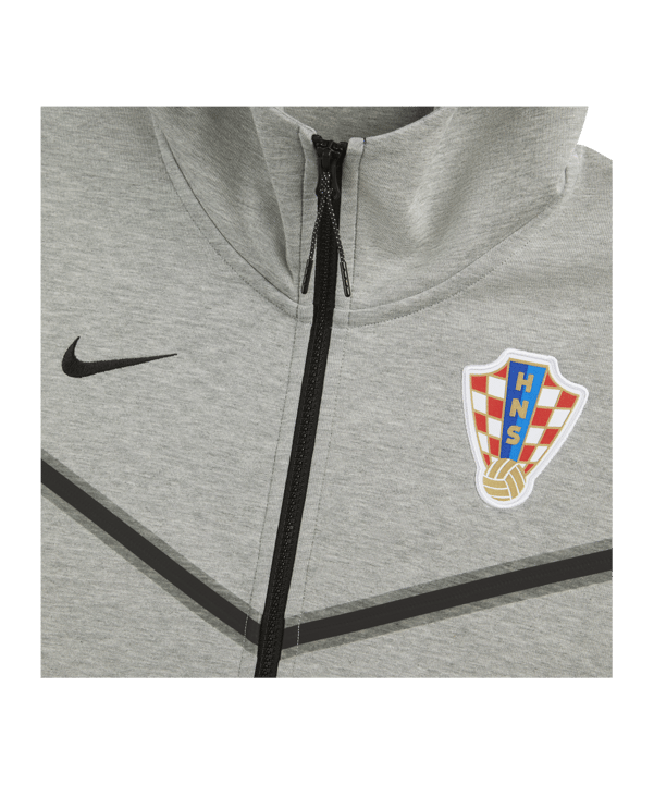 Nike Kroatien Tech Fleece Hoody EM 2024 Grau Schwarz F063 - grau