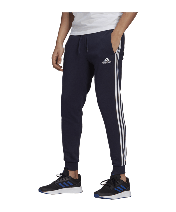 adidas Essentials Fleece Fitted 3-Stripes Pants Blue - blau