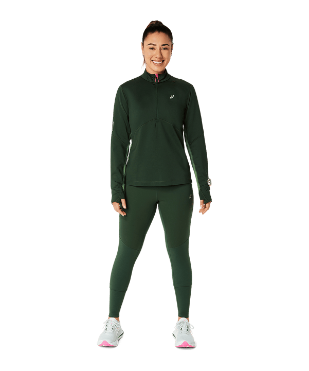 Asics WinterRun HalfZip Sweatshirt Damen Grün F300 - gruen
