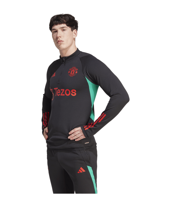 adidas Manchester United HalfZip Sweatshirt  Schwarz - schwarz