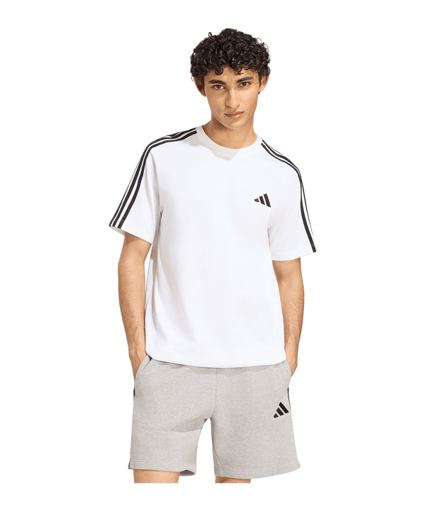 adidas Essentials 3-Stripes Single Jersey Left Chest Branded T-Shirt Weiß - weiss