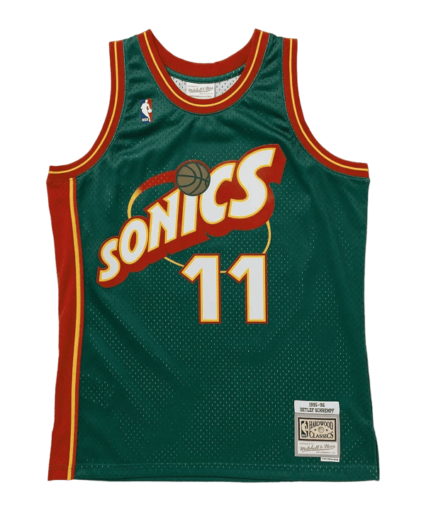 Mitchell and Ness Seattle Supersonics NBA Shawn Kemp 1995 Trikot Grün