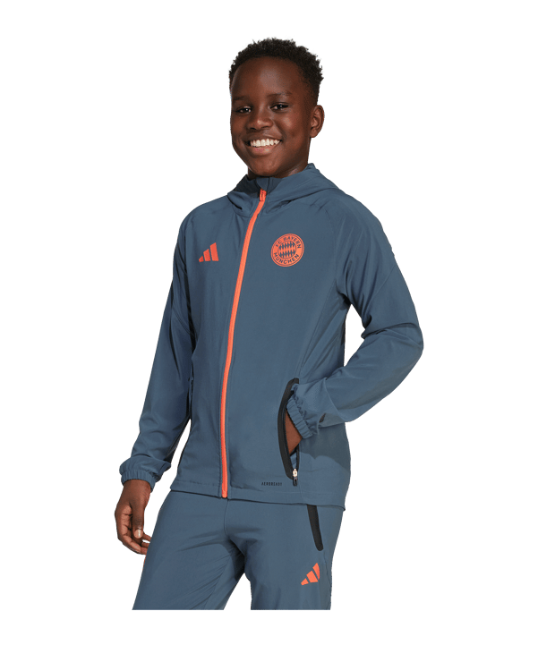 adidas FC Bayern München Tech Travel Jacke Kids Grau - grau
