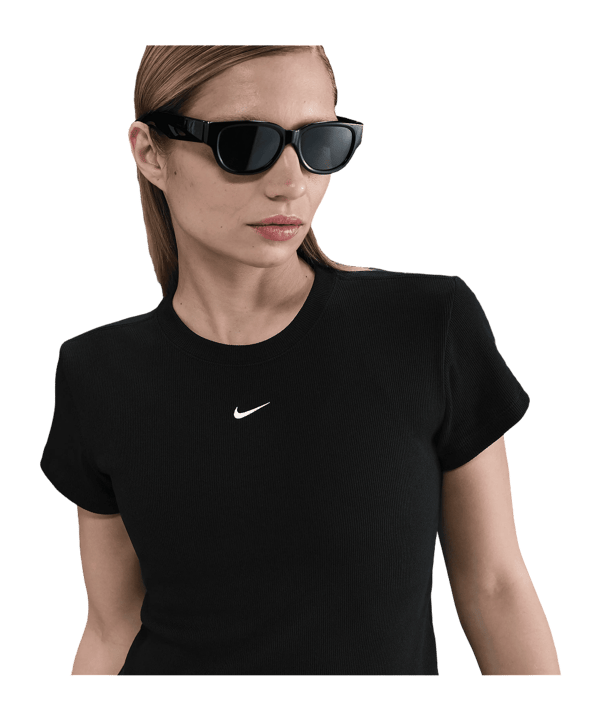 Nike NSW Rib T-Shirt Damen Schwarz F010 - schwarz