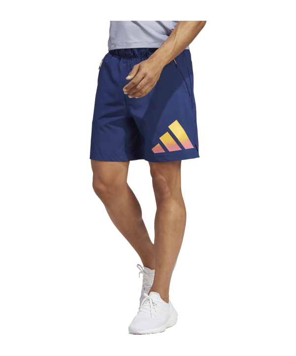 adidas 3Bar Short Blau Gelb Orange - dunkelblau