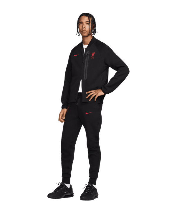 Nike FC Liverpool Tech Fleece Kapuzenjacke Schwarz F010 - grau