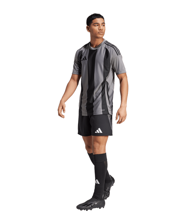 adidas Striped 24 Trikot Grau Schwarz - mehrfarbig