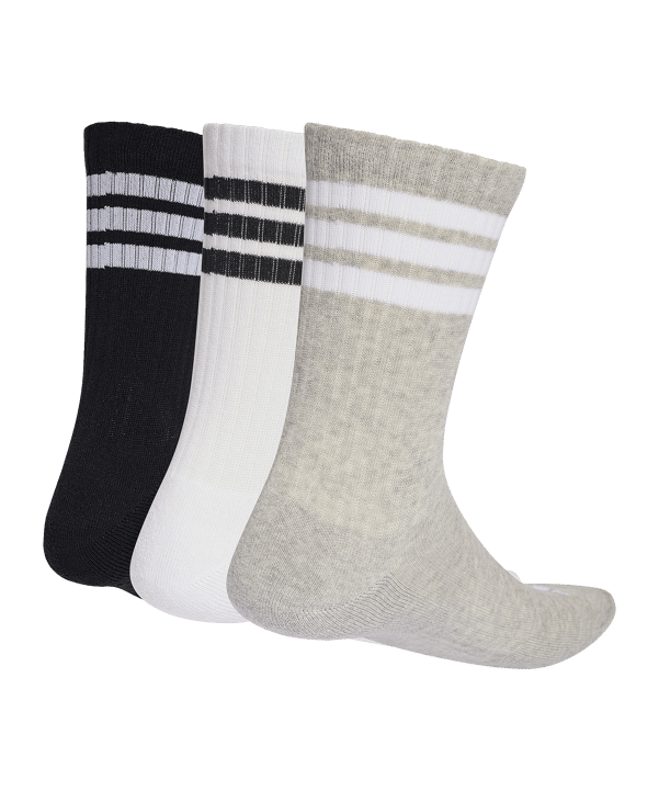 adidas 3 Stripes Crew 3er Pack Socken Grau - grau
