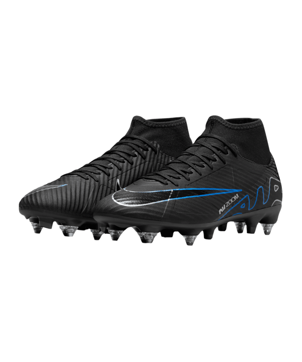 Nike Air Zoom Mercurial Superfly IX Academy SG-Pro AC Shadow Schwarz Silber Blau F040 - schwarz