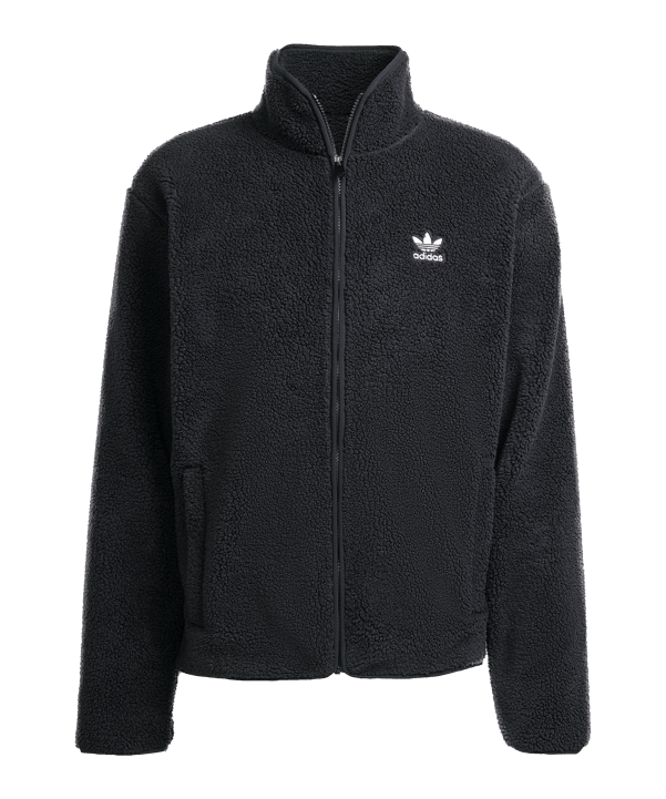 adidas Originals Trefoil Essentials Teddy Fleece Freizeitjacke Schwarz - schwarz