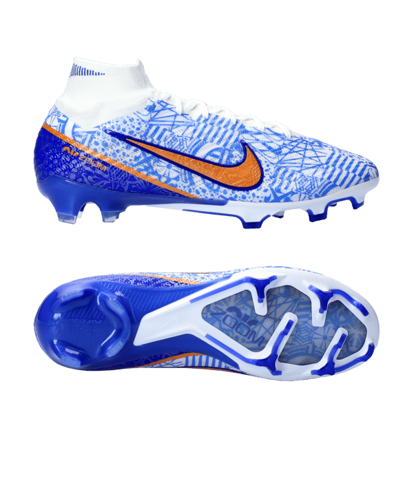 Nike Air Zoom Mercurial Superfly IX Elite CR7 FG Weiss Blau Gold F182 - weiss