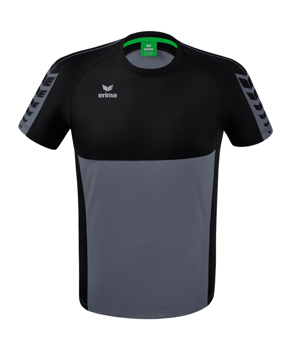 Erima Six Wings T-Shirt Grau Schwarz - grau