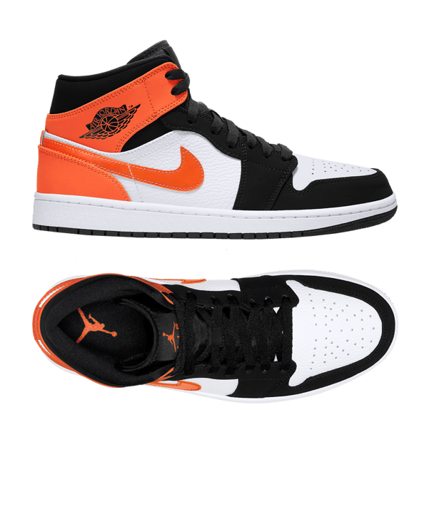 Jordan Air 1 Mid Sneaker Schwarz Orange F058 - schwarz