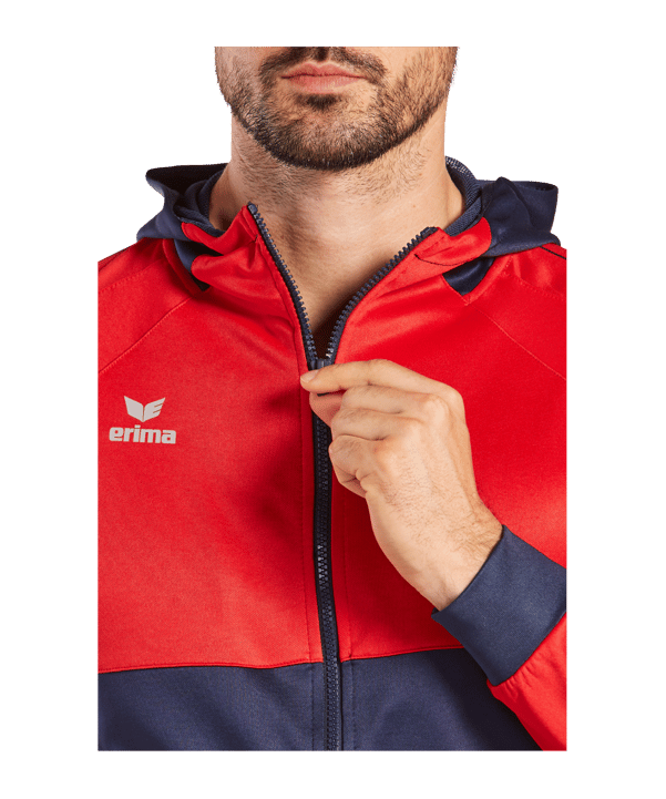 Erima Six Wings Kapuzenjacke Blau Rot - blau