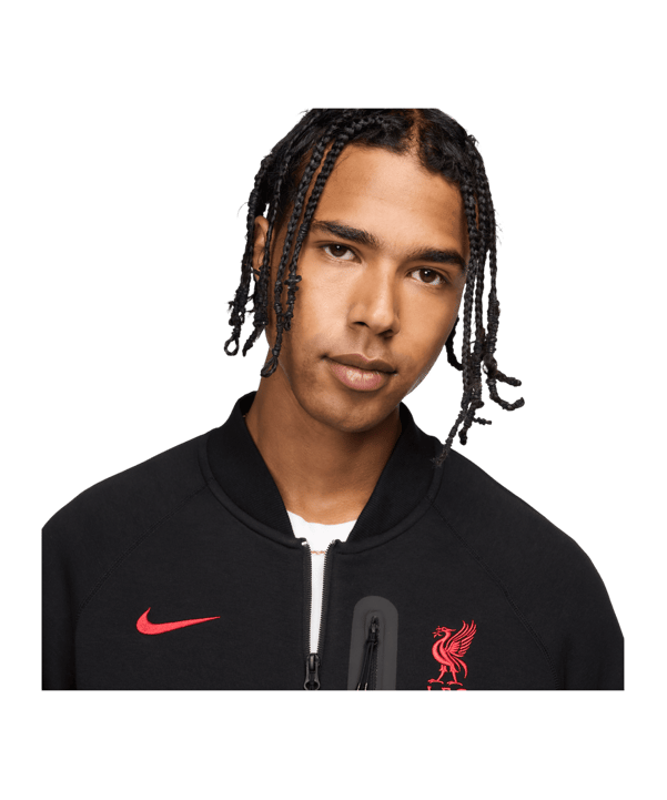 Nike FC Liverpool Tech Fleece Kapuzenjacke Schwarz F010 - grau