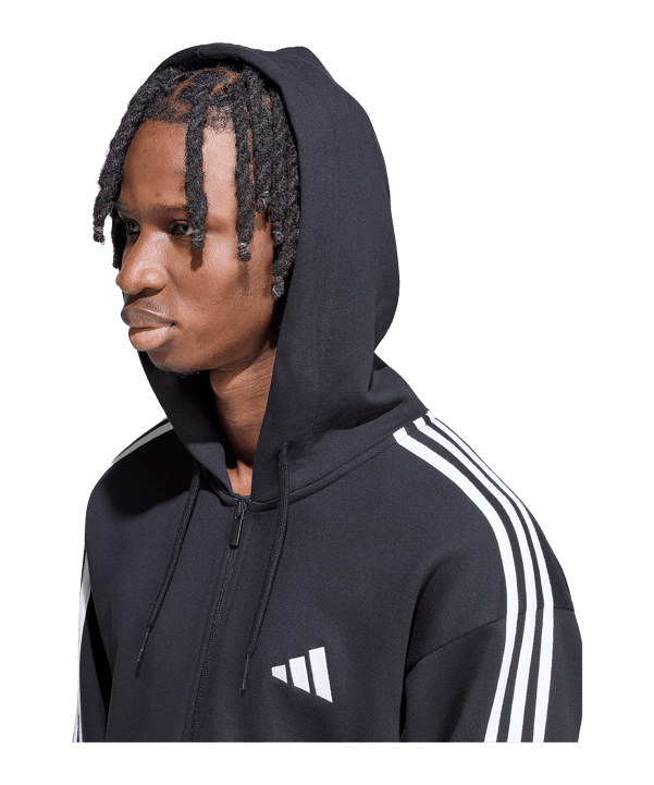 adidas Essentials 3-Stripes French Terry Kapuzenjacke Schwarz