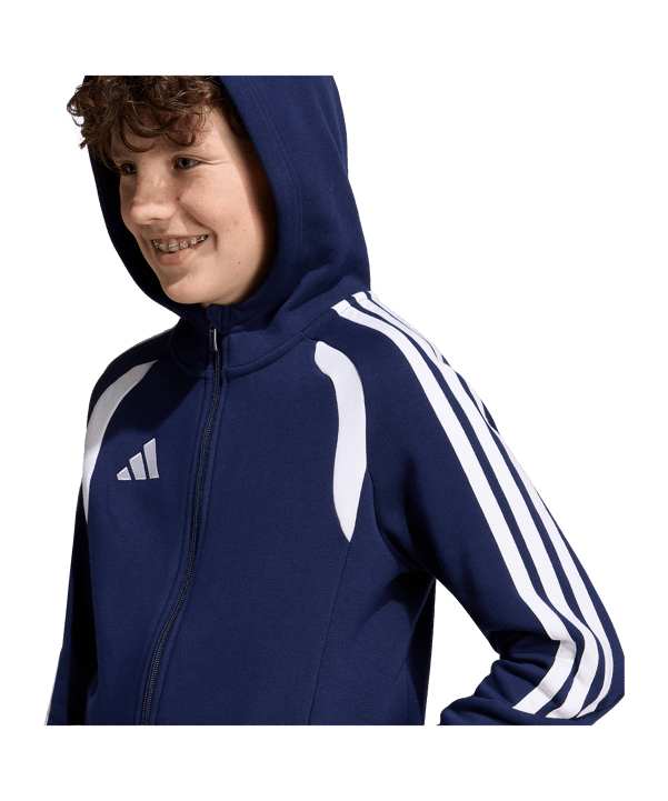 adidas Tiro 26 League Kapuzenjacke Kids Dunkelblau - weiss