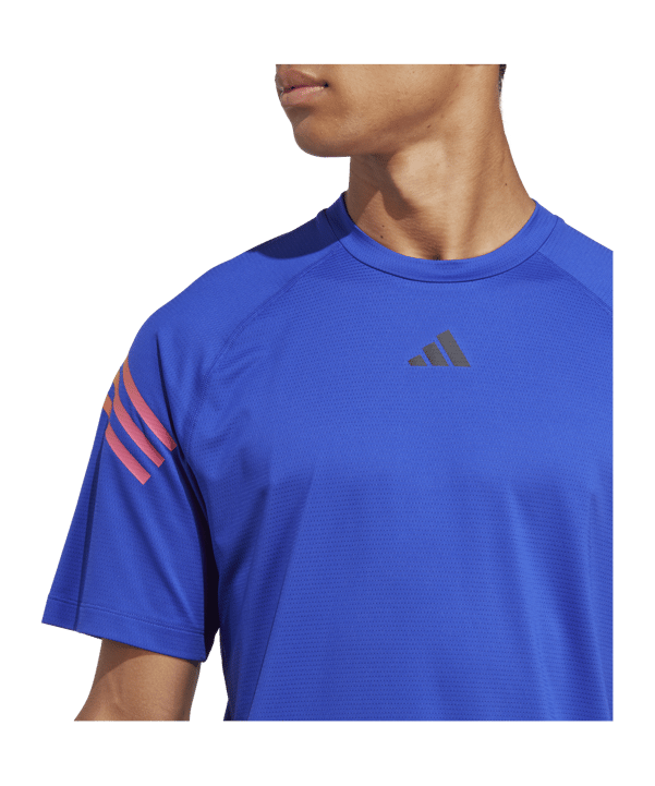 adidas 3-Stripes T-Shirt Blau Pink Gelb - blau