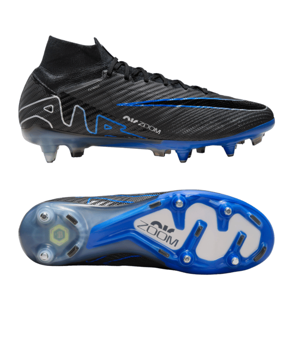 Nike Air Zoom Mercurial Superfly IX Elite SG-Pro AC Shadow Schwarz Silber Blau F040 - schwarz