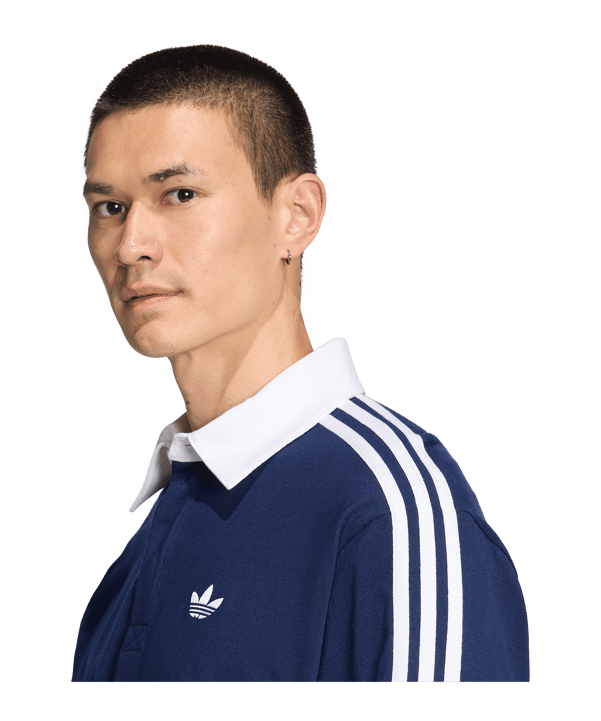 adidas 3 Stripes Longsleeve Polo Blau - blau