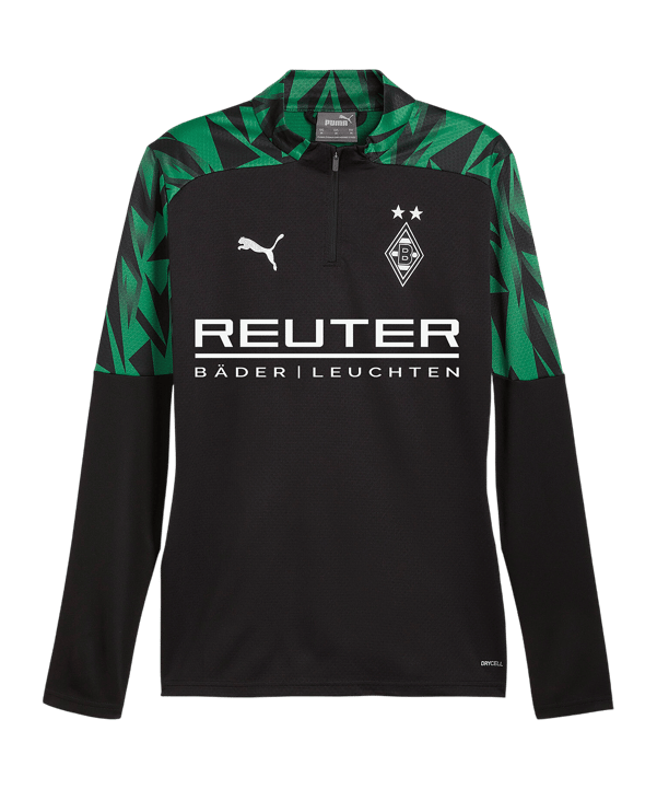 PUMA Borussia Mönchengladbach 1/4 Zip Sweatshirt mit Sponsor Schwarz F02 - schwarz