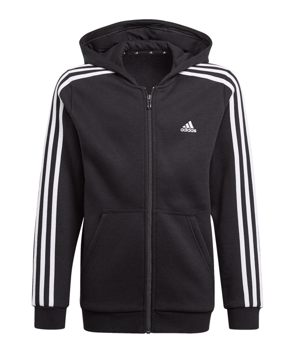 adidas 3S Kapuzenjacke Kids Schwarz Weiss - schwarz